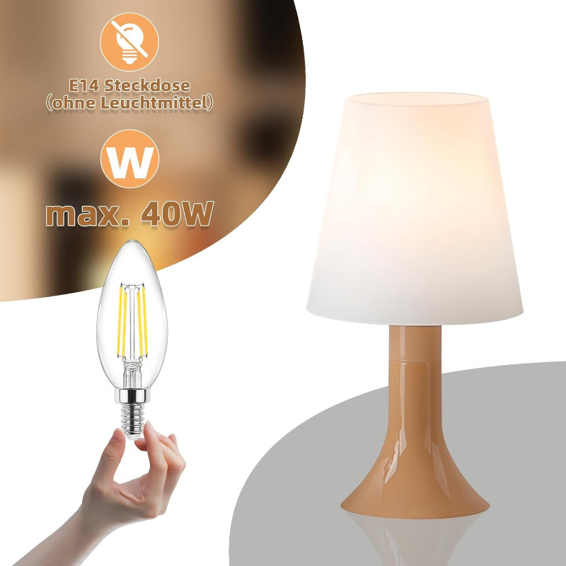 Homefire Tischleuchte Wohnzimmer Nachttischlampe mit Kabel - Tischlampe 2er Set Kleine Lampe E14 Tischlampen Moderne Landhausstil für Esstisch Schlafzimmer Khaki - Ohne Leuchtmittel - Homefire
