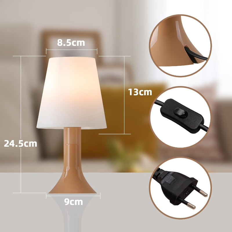 Homefire Tischleuchte Wohnzimmer Nachttischlampe mit Kabel - Tischlampe 2er Set Kleine Lampe E14 Tischlampen Moderne Landhausstil für Esstisch Schlafzimmer Khaki - Ohne Leuchtmittel - Homefire