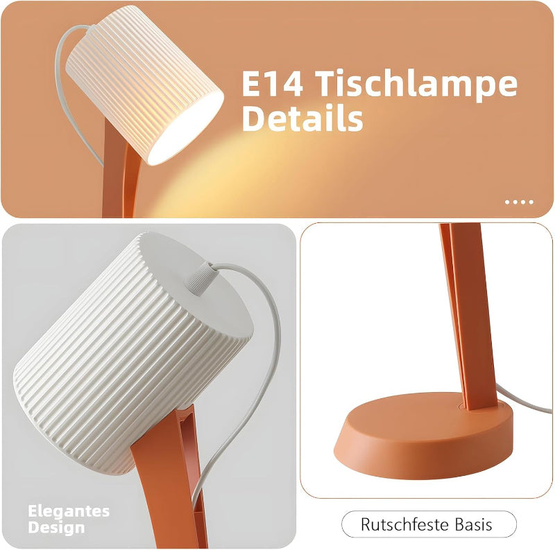 Homefire Tischleuchte Wohnzimmer Nachttischlampe mit Kabel - Tischlampe 2er Set Kleine Orange Lampe E14 Tischlampen Moderne Landhausstil für Esstisch Schlafzimmer - Ohne Leuchtmittel - Homefire