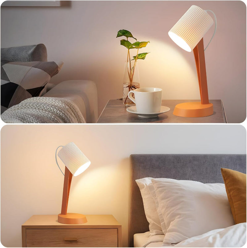 Homefire Tischleuchte Wohnzimmer Nachttischlampe mit Kabel - Tischlampe 2er Set Kleine Orange Lampe E14 Tischlampen Moderne Landhausstil für Esstisch Schlafzimmer - Ohne Leuchtmittel - Homefire