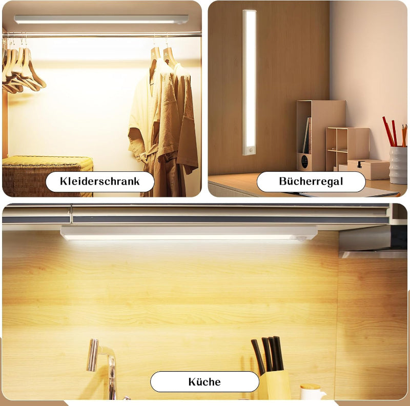 Homefire Unterbauleuchte Küche Led mit Bewegungsmelder - Schrankbeleuchtung Kabellos Dimmbar 3 Farben Schrankleuchte USB 1500mAh*Akku Aufladbar Treppenlicht für Schlafzimmer Flur - Homefire