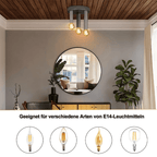 Homefire Vintage Deckenlampe Deckenleuchte 3-flammige - Retro Deckenspots E14 Industrial Wohnzimmerlampe Grau Schlafzimmerlampe mit 3 Spots Metall Kronleuchter für Wohnzimmer Küche flur bar - Homefire