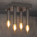 Homefire Vintage Deckenlampe Deckenleuchte 4-flammige - Retro Deckenspots E14 Industrial Wohnzimmerlampe Grau Schlafzimmerlampe mit 4 Spots Metall Kronleuchter für Wohnzimmer Küche flur bar - Homefire