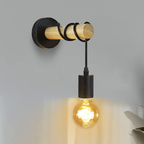 Homefire Wandlampe Holz Wandleuchte Vintage Innen - Schwarz Retro E27 in Industrial Rustikal Design Wandstrahler Landhaus für Schlafzimmer Bett Wohnzimmer Café Restaurants Dekorative Beleuchtung - Homefire