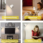 Homefire Wandlampe LED Wandleuchte Innen: Wandlampe mit akku ohne Stromanschluss mit Touch Dimmbar 360° drehbar Leselampe Weiße Kabellose Wandlicht ohne bohren für Schlafzimmer Flur [Energieklasse G] - Homefire