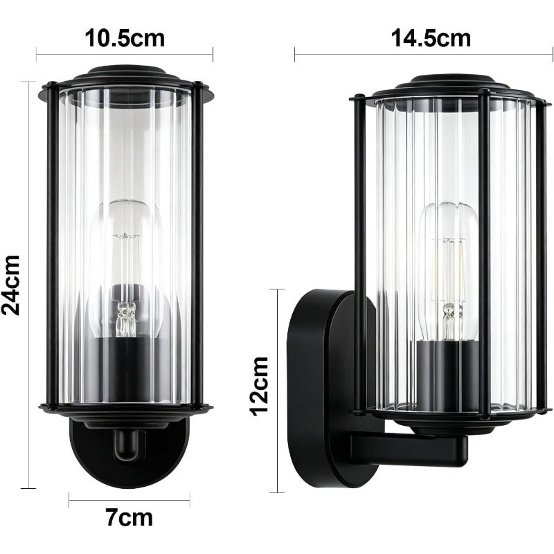 Homefire Wandleuchte Aussen Wandlampe Schwarz - Außenwandleuchte E27 IP65 Außenleuchte Aussenlampe Wand Außenbeleuchtung Innen für Hauswand Garten Terrasse Balkon MAX.40W ohne Leuchtmittel - Homefire