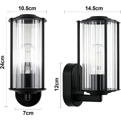 Homefire Wandleuchte Aussen Wandlampe Schwarz - Außenwandleuchte E27 IP65 Außenleuchte Aussenlampe Wand Außenbeleuchtung Innen für Hauswand Garten Terrasse Balkon MAX.40W ohne Leuchtmittel - Homefire