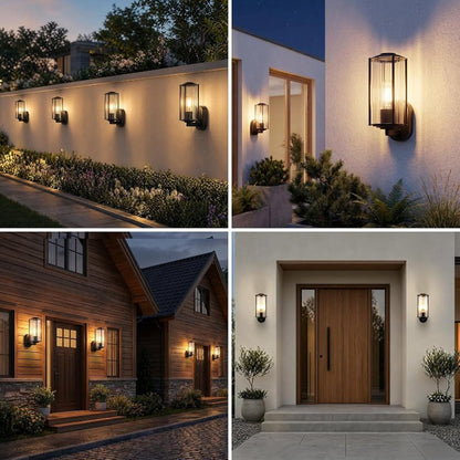 Homefire Wandleuchte Aussen Wandlampe Schwarz - Außenwandleuchte E27 IP65 Außenleuchte Aussenlampe Wand Außenbeleuchtung Innen für Hauswand Garten Terrasse Balkon MAX.40W ohne Leuchtmittel - Homefire