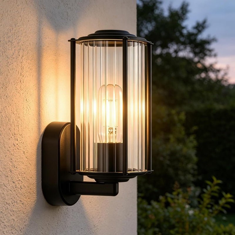 Homefire Wandleuchte Aussen Wandlampe Schwarz - Außenwandleuchte E27 IP65 Außenleuchte Aussenlampe Wand Außenbeleuchtung Innen für Hauswand Garten Terrasse Balkon MAX.40W ohne Leuchtmittel - Homefire