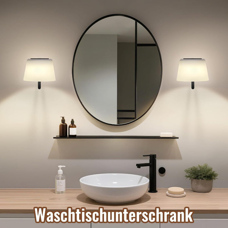 Homefire Wandleuchte Innen Wandlampe Batterie: Touch Akku Dimmbar LED Wandleuchten Schwarz Kabellose Wandstrahler Modern für Badezimmer Flur Schlafzimmer Wohnzimmer Treppe mit Schalter Wand Lampe - Homefire