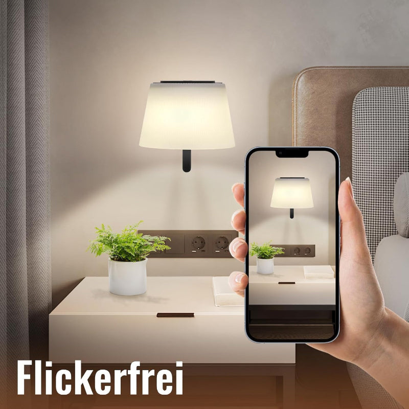 Homefire Wandleuchte Innen Wandlampe Batterie: Touch Akku Dimmbar LED Wandleuchten Schwarz Kabellose Wandstrahler Modern für Badezimmer Flur Schlafzimmer Wohnzimmer Treppe mit Schalter Wand Lampe - Homefire