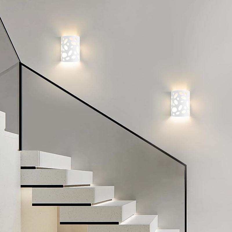 Homefire Wandleuchte Innen Wandlampe Flur - Up and Down Leuchten Modern Design Wandleuchten E14 Flurlampe Weiß Gipsleuchte Treppenhaus Wandlicht für Wohnzimmer Küche - Ohne Leuchtmittel - Homefire