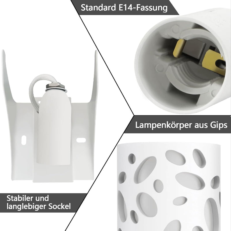 Homefire Wandleuchte Innen Wandlampe Flur - Up and Down Leuchten Modern Design Wandleuchten E14 Flurlampe Weiß Gipsleuchte Treppenhaus Wandlicht für Wohnzimmer Küche - Ohne Leuchtmittel - Homefire