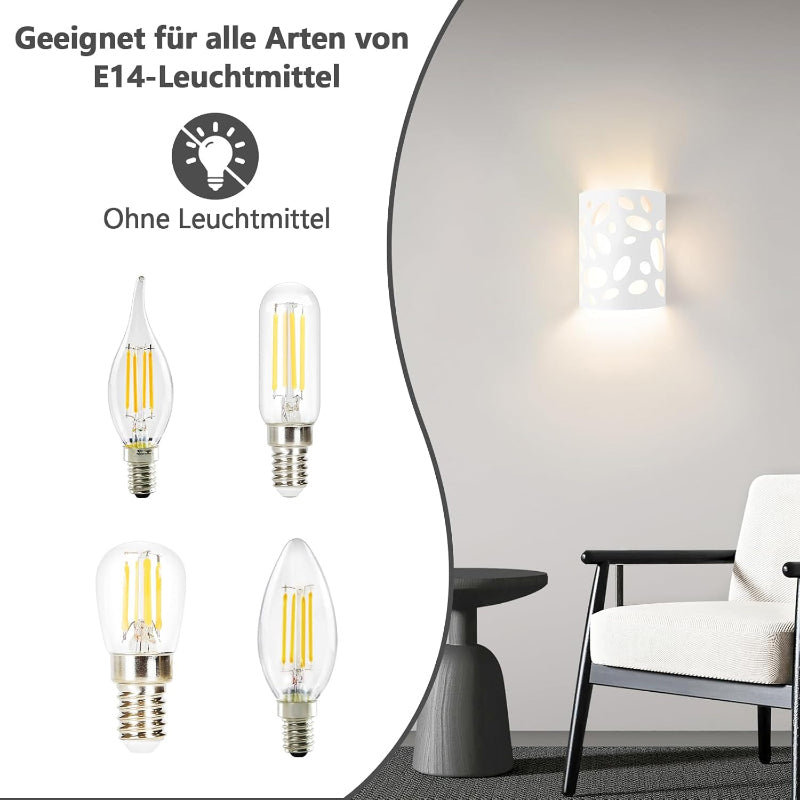 Homefire Wandleuchte Innen Wandlampe Flur - Up and Down Leuchten Modern Design Wandleuchten E14 Flurlampe Weiß Gipsleuchte Treppenhaus Wandlicht für Wohnzimmer Küche - Ohne Leuchtmittel - Homefire