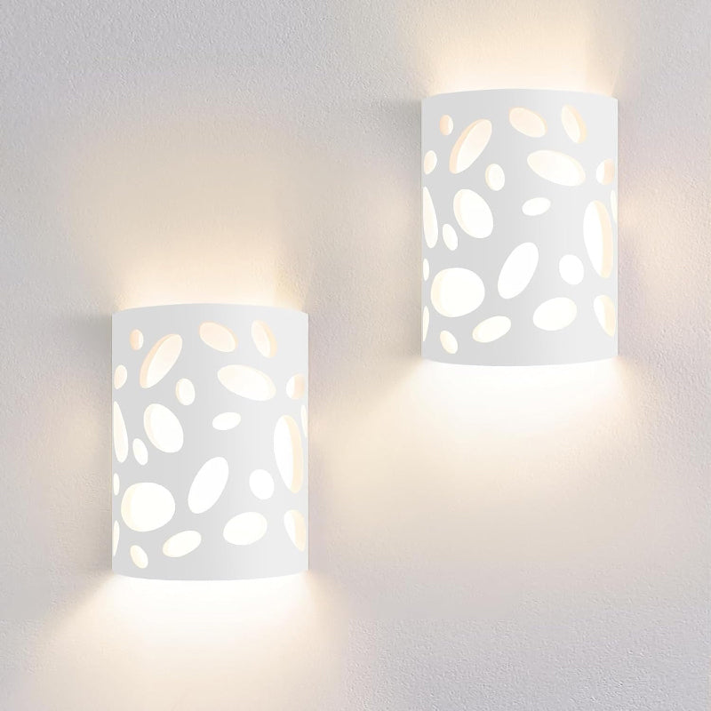 Homefire Wandleuchte Innen Wandlampe Flur - Up and Down Leuchten Modern Design Wandleuchten E14 Flurlampe Weiß Gipsleuchte Treppenhaus Wandlicht für Wohnzimmer Küche - Ohne Leuchtmittel - Homefire