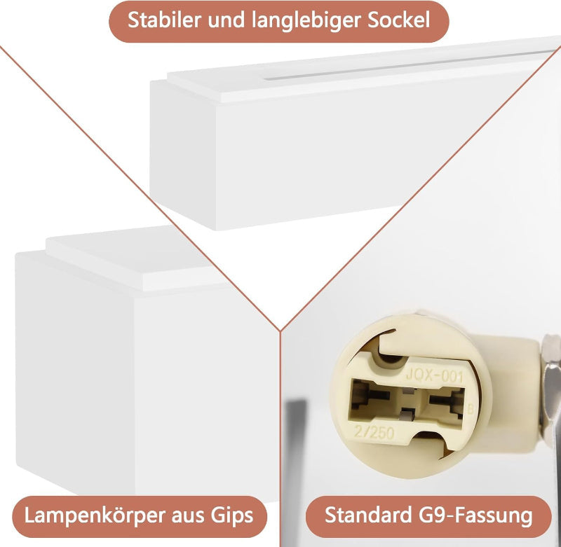 Homefire Wandleuchte Innen Wandlampe Flur - Up and Down Wandleuchten Modern Design G9 Flurlampe Weiß Gipsleuchte Wand Treppenhaus Lampe für Wohnzimmer Küche 52CM - Ohne Leuchtmittel - Homefire