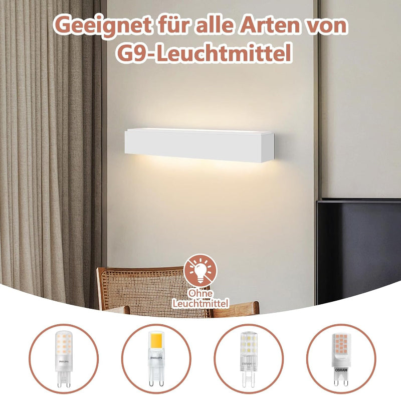 Homefire Wandleuchte Innen Wandlampe Flur - Up and Down Wandleuchten Modern Design G9 Flurlampe Weiß Gipsleuchte Wand Treppenhaus Lampe für Wohnzimmer Küche 52CM - Ohne Leuchtmittel - Homefire