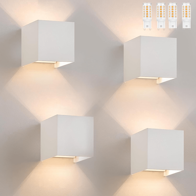 Homefire Wandleuchte Innen Wandlampe G9-2er Modern Design Up Down Flur Wandlampen Treppenhaus Leuchten Weiß Gipsleuchte Wandbeleuchtung für Schlafzimmer Kinderzimmer - Ohne Leuchtmittel - Homefire