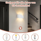 Homefire Wandleuchte Innen Wandlampe G9 - Modern Design Up Down Flur Wandlampen Treppenhaus Leuchten Weiß Gipsleuchte Wandbeleuchtung für Schlafzimmer Kinderzimmer - Ohne Leuchtmittel - Homefire