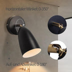 Homefire Wandleuchte Innen Wandlampe Schwarz - Vintage Wandbeleuchtung Schlafzimmer Wandstrahler GU10 Flurlampe Küche Schwenkbar Wandlicht Retro für Wohnzimmer Kinderzimmer - Ohne Leuchtmittel - Homefire