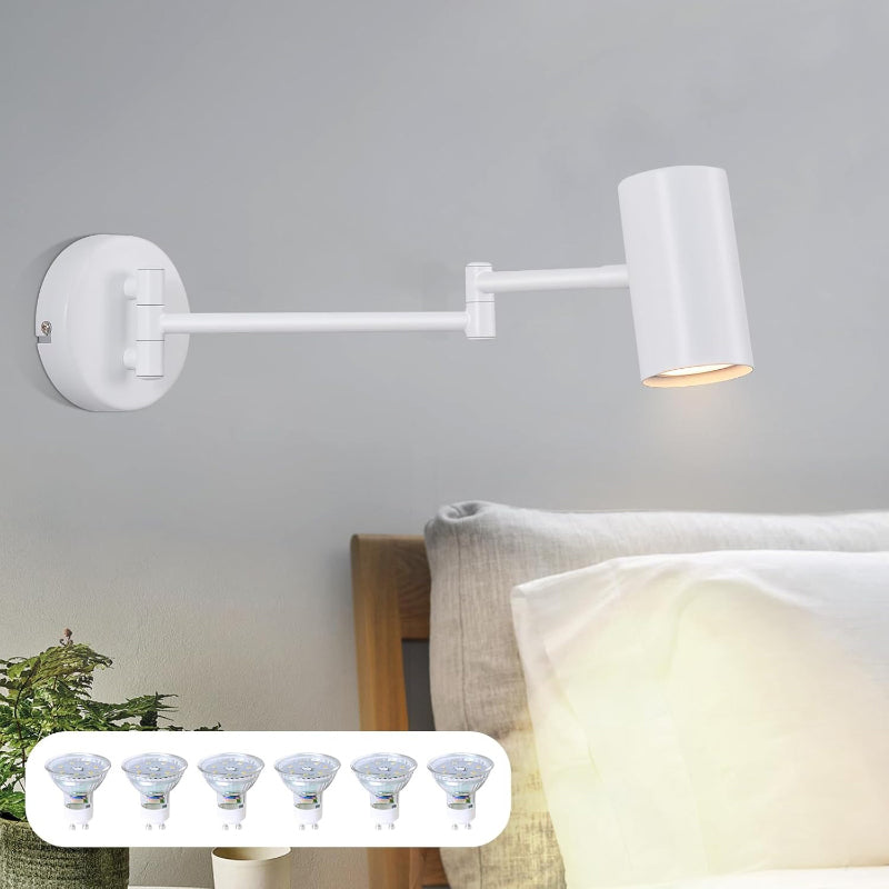 Homefire Wandleuchte Innen Wandlampe Schwarz - Wandbeleuchtung Vintage Wandstrahler Schlafzimmer Wandlicht Schwenkbar Metall Treppenhaus Retro Mit 6 GU10-Leuchtmitteln für Küche Wohnzimmer Flur - Homefire