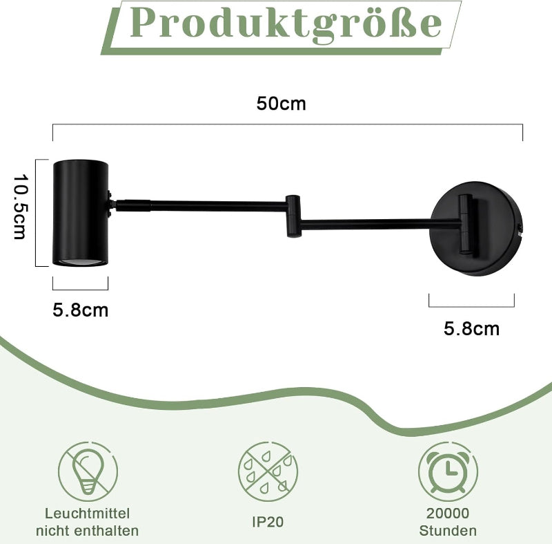 Homefire Wandleuchte Innen Wandlampe Schwarz - Wandbeleuchtung Vintage Wandstrahler Schlafzimmer Wandlicht Schwenkbar Metall Treppenhaus Retro Mit 6 GU10-Leuchtmitteln für Küche Wohnzimmer Flur - Homefire