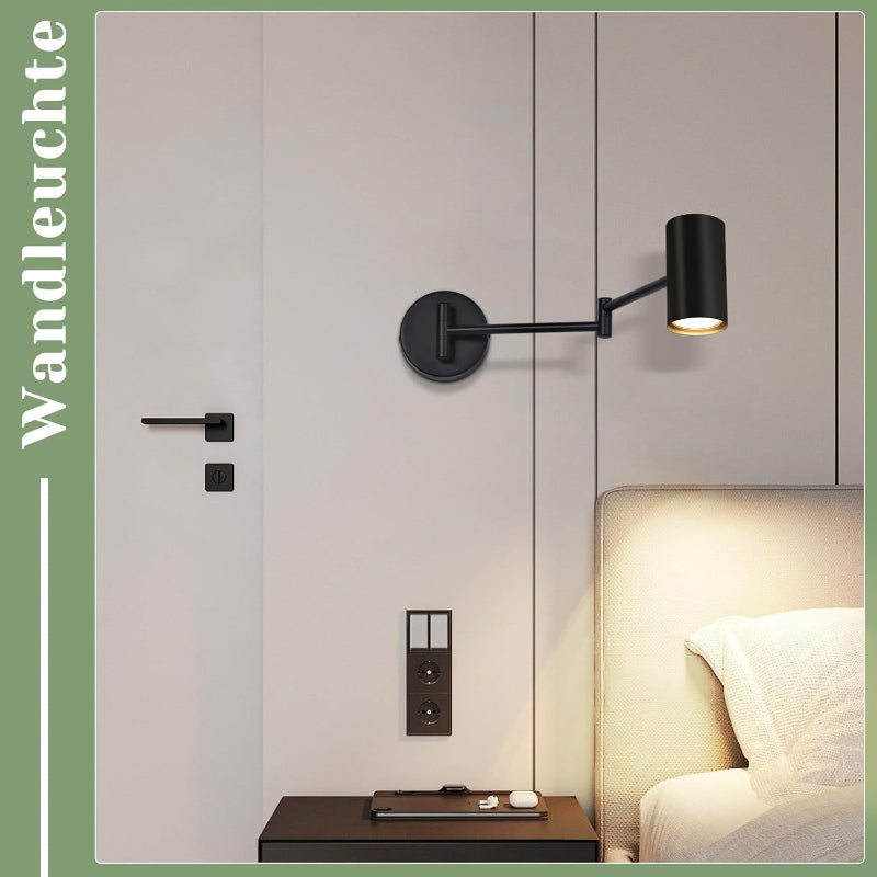 Homefire Wandleuchte Innen Wandlampe Schwarz - Wandbeleuchtung Vintage Wandstrahler Schlafzimmer Wandlicht Schwenkbar Metall Treppenhaus Retro Mit 6 GU10-Leuchtmitteln für Küche Wohnzimmer Flur - Homefire