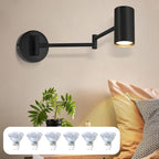 Homefire Wandleuchte Innen Wandlampe Schwarz - Wandbeleuchtung Vintage Wandstrahler Schlafzimmer Wandlicht Schwenkbar Metall Treppenhaus Retro Mit 6 GU10-Leuchtmitteln für Küche Wohnzimmer Flur - Homefire