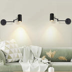 Homefire Wandleuchte Innen Wandlampe Schwarz - Wandbeleuchtung Vintage Wandstrahler Schlafzimmer Wandlicht Schwenkbar Metall Treppenhaus Retro Mit 6 GU10-Leuchtmitteln für Küche Wohnzimmer Flur - Homefire
