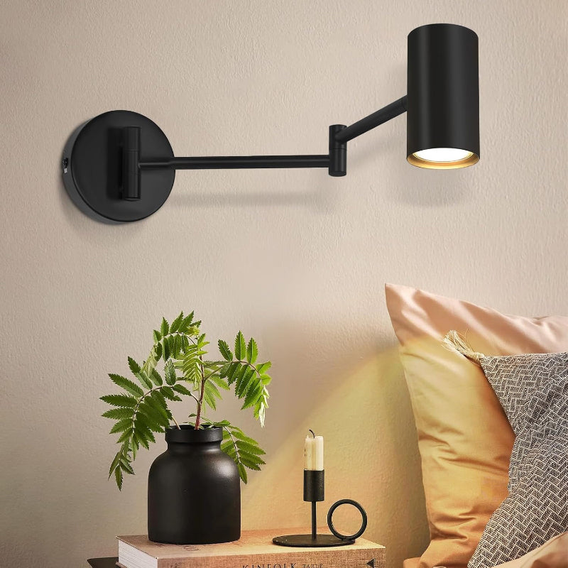 Homefire Wandleuchte Innen Wandlampe Schwarz - Wandbeleuchtung Vintage Wandstrahler Schlafzimmer Wandlicht Schwenkbar Metall Treppenhaus Retro Mit 6 GU10-Leuchtmitteln für Küche Wohnzimmer Flur - Homefire
