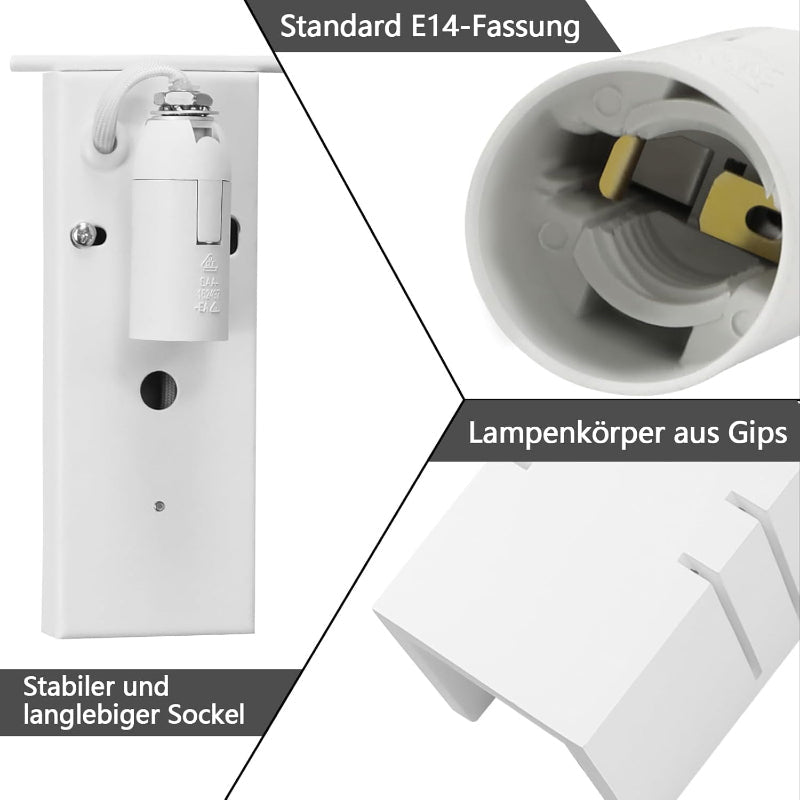 Homefire Wandleuchte Innen Wandlampe Up Down - Modern Design Flur Wandlampen E14 Treppenhaus Beleuchtung Weiß Gipsleuchte Wandbeleuchtung für Schlafzimmer Kinderzimmer - Ohne Leuchtmittel - Homefire