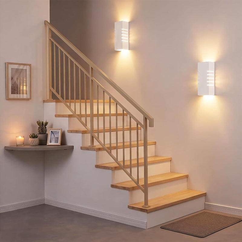 Homefire Wandleuchte Innen Wandlampe Up Down - Modern Design Flur Wandlampen E14 Treppenhaus Beleuchtung Weiß Gipsleuchte Wandbeleuchtung für Schlafzimmer Kinderzimmer - Ohne Leuchtmittel - Homefire