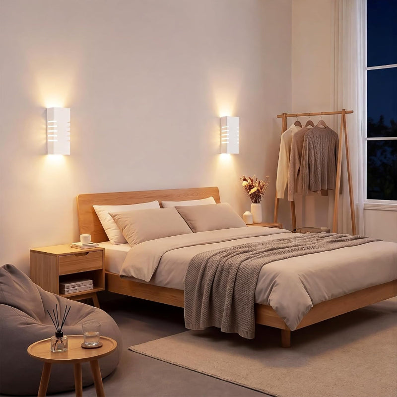 Homefire Wandleuchte Innen Wandlampe Up Down - Modern Design Flur Wandlampen E14 Treppenhaus Beleuchtung Weiß Gipsleuchte Wandbeleuchtung für Schlafzimmer Kinderzimmer - Ohne Leuchtmittel - Homefire