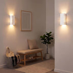 Homefire Wandleuchte Innen Wandlampe Up Down - Modern Design Flur Wandlampen E14 Treppenhaus Beleuchtung Weiß Gipsleuchte Wandbeleuchtung für Schlafzimmer Kinderzimmer - Ohne Leuchtmittel - Homefire