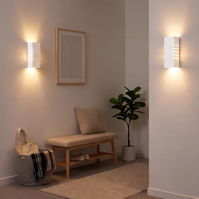 Homefire Wandleuchte Innen Wandlampe Up Down - Modern Design Flur Wandlampen E14 Treppenhaus Beleuchtung Weiß Gipsleuchte Wandbeleuchtung für Schlafzimmer Kinderzimmer - Ohne Leuchtmittel - Homefire
