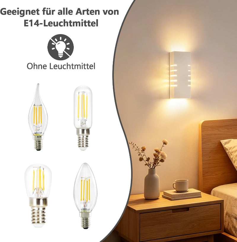 Homefire Wandleuchte Innen Wandlampe Up Down - Modern Design Flur Wandlampen E14 Treppenhaus Beleuchtung Weiß Gipsleuchte Wandbeleuchtung für Schlafzimmer Kinderzimmer - Ohne Leuchtmittel - Homefire