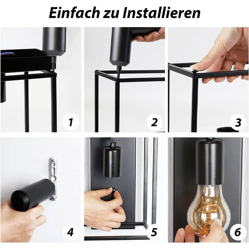 Homefire Wandleuchte Innen Wandlampe Vintage - Wandbeleuchtung Schwarz Retro Beleuchtung Flurlampe E27 Metall Industrial Style für Schlafzimmer Küche Wohnzimmer Treppenhaus - Ohne Leuchtmittel - Homefire