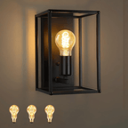 Homefire Wandleuchte Innen Wandlampe Vintage - Wandbeleuchtung Schwarz Retro Beleuchtung Flurlampe E27 Metall Industrial Style für Schlafzimmer Küche Wohnzimmer Treppenhaus - Ohne Leuchtmittel - Homefire