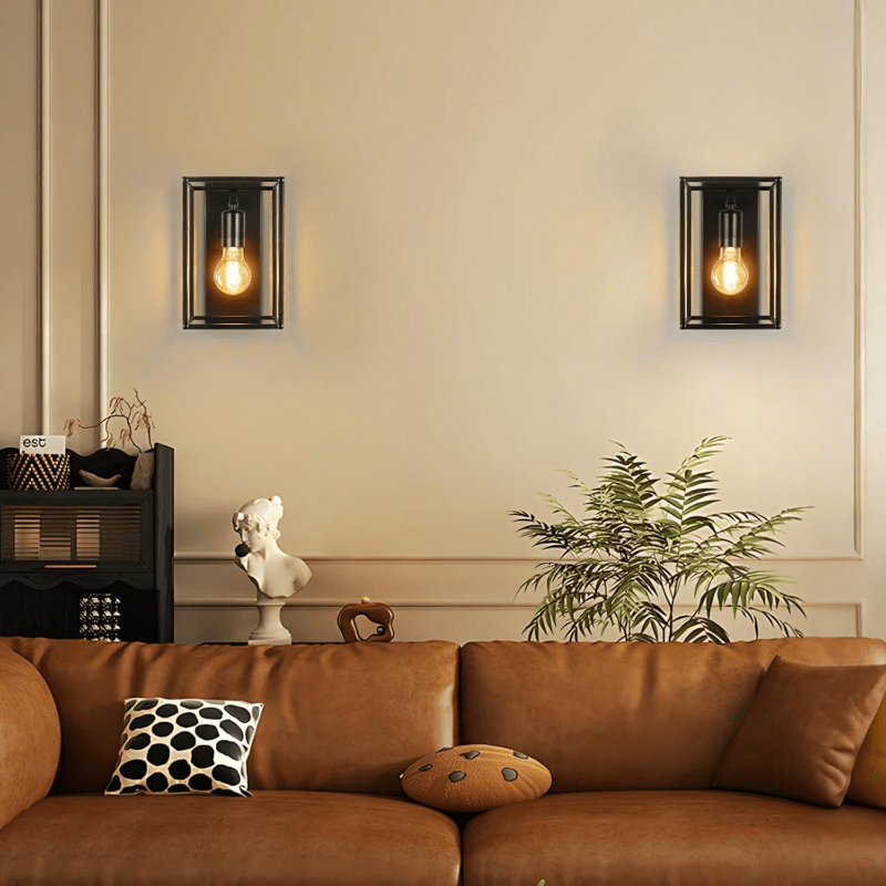 Homefire Wandleuchte Innen Wandlampe Vintage - Wandbeleuchtung Schwarz Retro Beleuchtung Flurlampe E27 Metall Industrial Style für Schlafzimmer Küche Wohnzimmer Treppenhaus - Ohne Leuchtmittel - Homefire