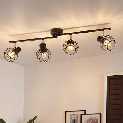 Homefire LED Deckenstrahler Schwarz, E14 Deckenlampe 4 Flammig Schwenkbar | Metall