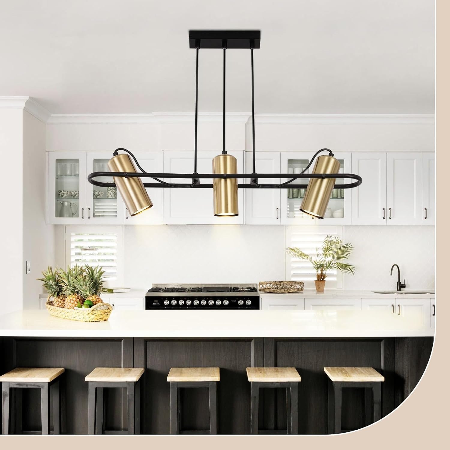 Homefire Pendelleuchte Esstisch Hängelampe Vintage - 3 Flammig Esszimmerlampe Gold Hängeleuchte Industrial GU10 Esstischlampe Küchenlampe Hängend Wohnzimmer für Esszimmer Küche Bar - Ohne Leuchtmittel
