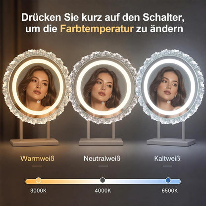 Rund Schminkspiegel mit Beleuchtung Hollywood Spiegel,40×48CM LED Schminktisch Kosmetikspiegel Mit Licht,Make Up Vanity Mirror with Light Klein Runder Schminktischspiegel Tischspiegel