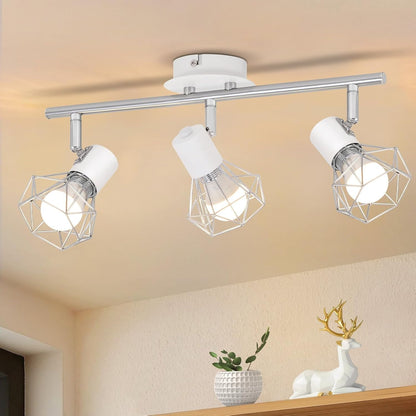 Homefire Deckenstrahler 3 Flammig Deckenspots Schwarz - Deckenleuchte E14 Retro Schwenkbar 350°Deckenlampe Industrial Metall