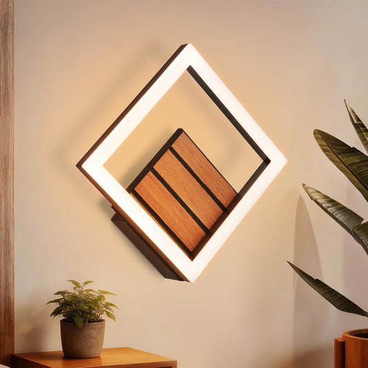 Homefire LED Wandleuchte Innen 17CM Wandlampe in Holzoptik Modern Flurlampe | 3000K Warmweiß Schlafzimmer Wandbeleuchtung 7W Indirekt Klein Küchenlampe für Wohnzimmer Hotel