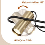 Homefire Pendelleuchte Esstisch Hängelampe Vintage - 3 Flammig Esszimmerlampe Gold Hängeleuchte Industrial GU10 Esstischlampe Küchenlampe Hängend Wohnzimmer für Esszimmer Küche Bar - Ohne Leuchtmittel