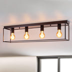 Homefire Deckenleuchte E27 Deckenlampe Vintage - Schwarz industrial Wohnzimmerlampe Retro Lampe aus Metall mit 4 Flammig Deckenbeleuchtung für Schlafzimmer Küche Flur - Ohne Leuchtmittel