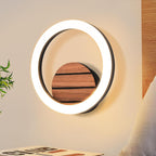 Homefire LED Wandlampe Innen Wandleuchte - Flurlampe 20CM Modern Design Klein Flur 3000K Warmweiß Küchenlampe Rund 6W Indirekt Treppenhauslampe in Holzoptik Schlafzimmerlampe für Wohnzimmer Schlafzimmer