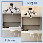 Homefire LED Deckenstrahler 3 Flammig Deckenleuchte Schwarz - Deckenlampe Vintage Industrial E14 Spotlight Deckenspots Küche Wohnzimmer Ohne Leuchtmittel