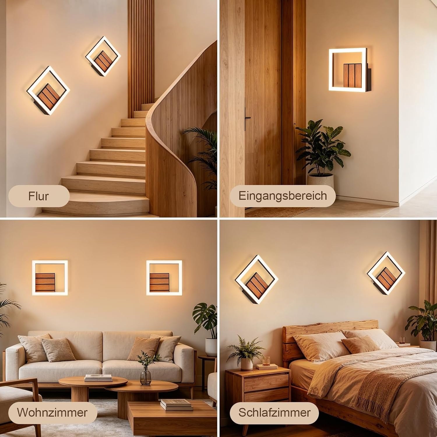 Homefire LED Wandleuchte Innen 17CM Wandlampe in Holzoptik Modern Flurlampe | 3000K Warmweiß Schlafzimmer Wandbeleuchtung 7W Indirekt Klein Küchenlampe für Wohnzimmer Hotel