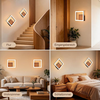 Homefire LED Wandleuchte Innen 17CM Wandlampe in Holzoptik Modern Flurlampe | 3000K Warmweiß Schlafzimmer Wandbeleuchtung 7W Indirekt Klein Küchenlampe für Wohnzimmer Hotel